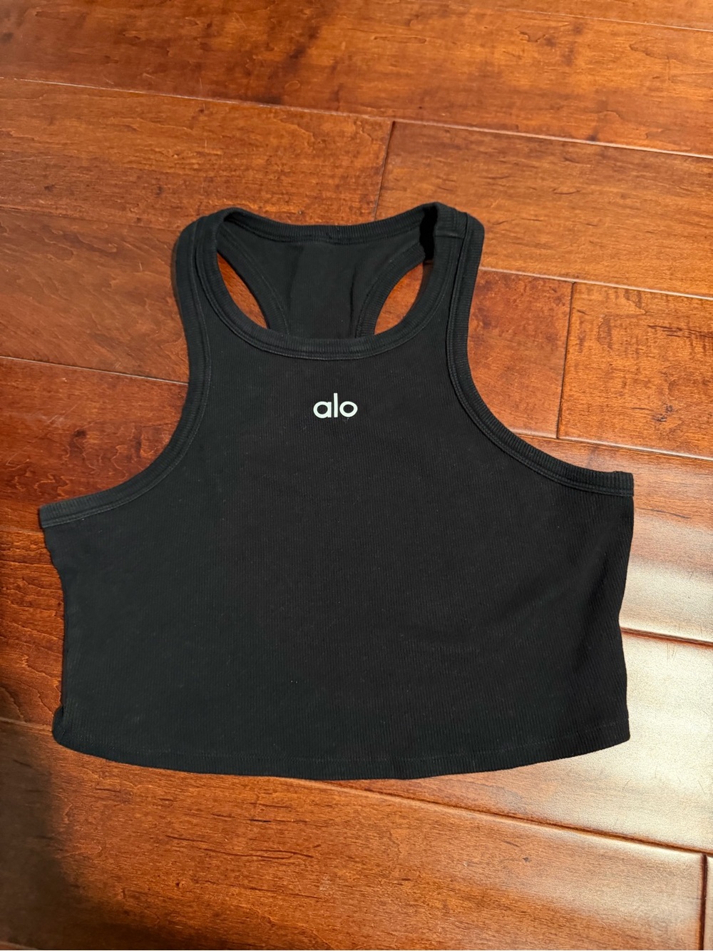 ALO Yoga Black Ribbed Racerback Crop Top